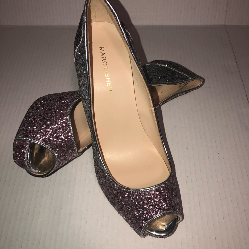 Marc Fisher Pink/Silver Glitter Ombre Heels